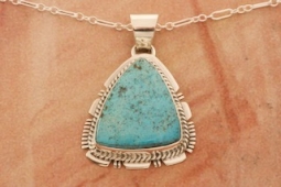 Genuine Kingman Turquoise Sterling Silver Native American Pendant